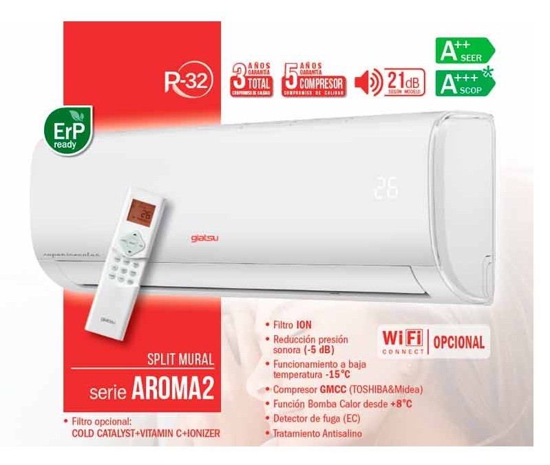 SPLIT GIATSU AROMA 2 GIA-S18AR R-32 WIFI INCLUIDO